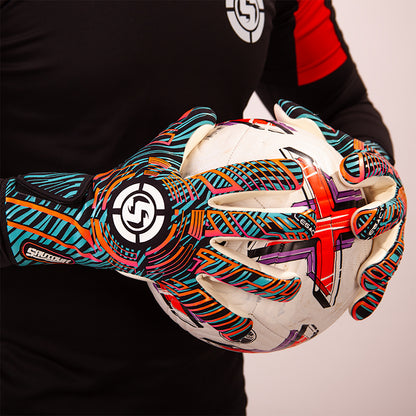 Premium blue goalie gloves designed for optimal performance.