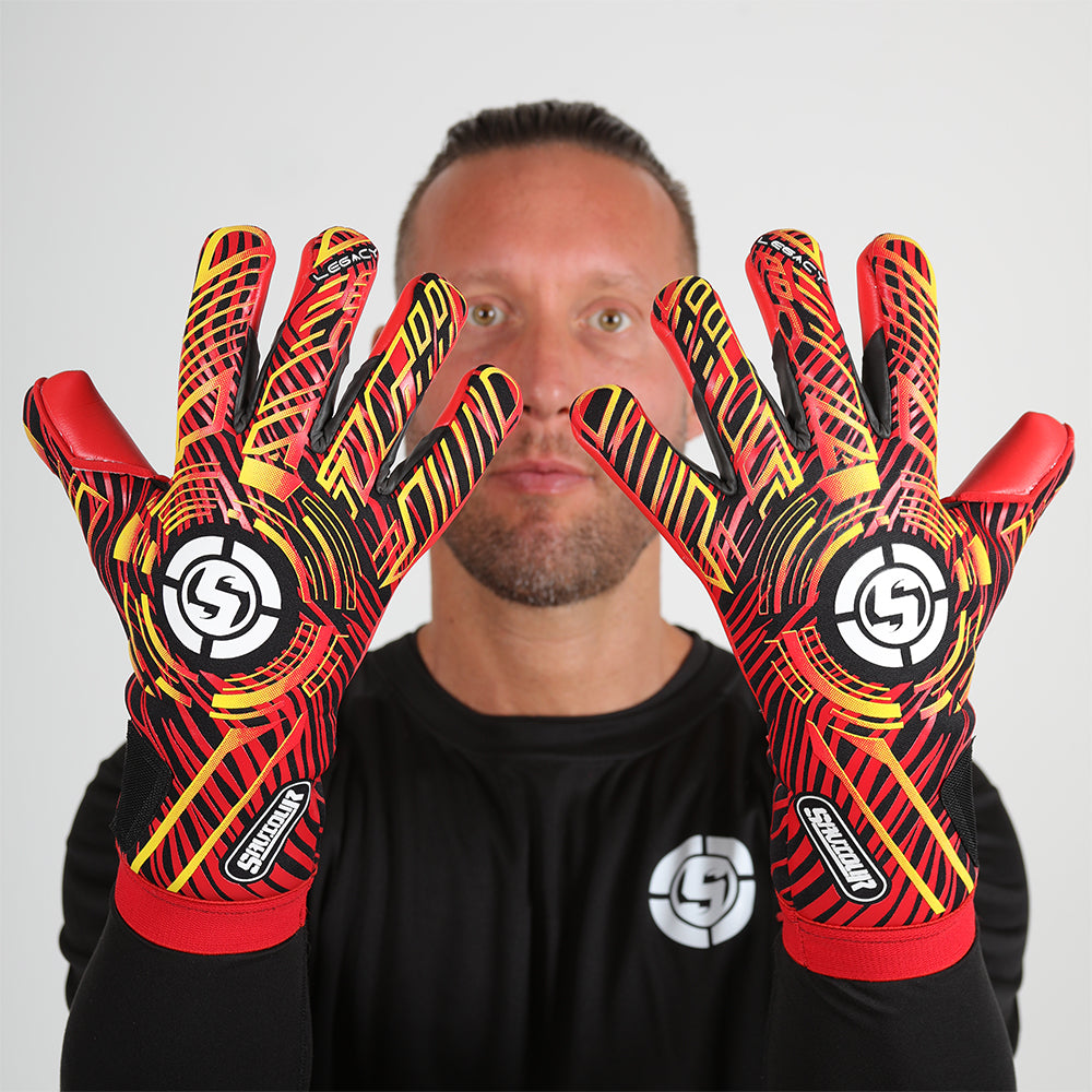 Goalkeeper showing off his new removable Strap Negative Cut Goalkeeper Gloves with maximum grip
