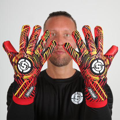 Goalkeeper showing off his new removable Strap Negative Cut Goalkeeper Gloves with maximum grip