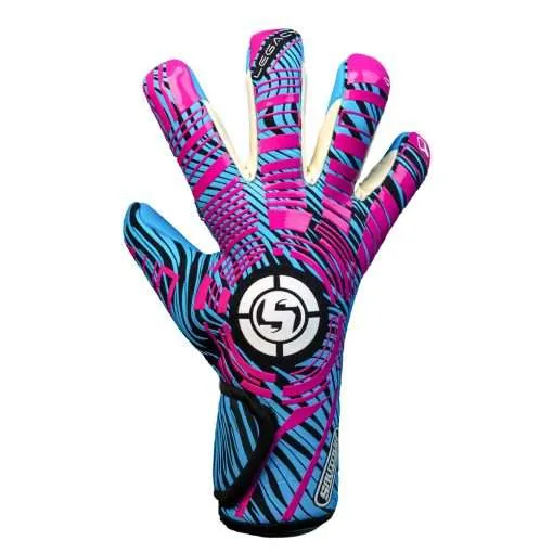 junior Goalkeeper gloves designed to catch a ball with pink soccer keeper gloves.