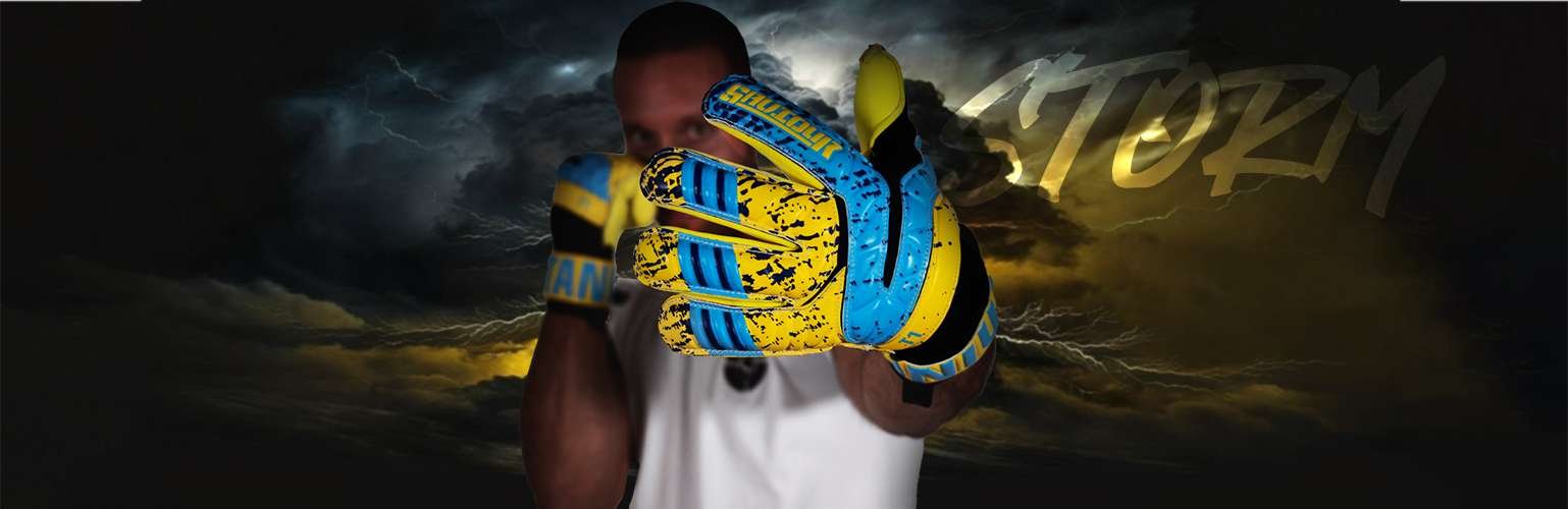 Finger saver goalkeeper gloves with roll finger design for superior grip and protection.
