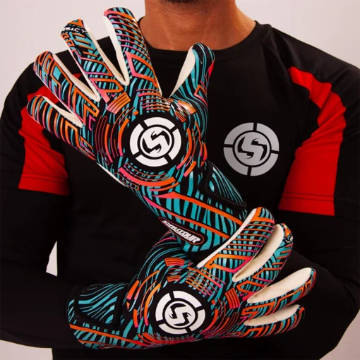 Youth goalkeeper gloves showcasing durability and comfort.