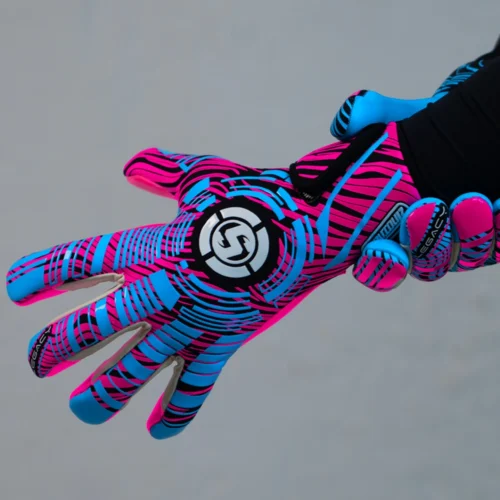 Saviour GK's Soccer keeper Gloves in Striking Blue and Pink - Modern Goalkeeping Redefined for the best keeper gloves.