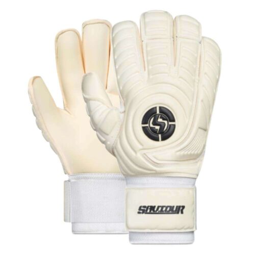 Youth goalkeeper gloves to make a save wearing Saviour Classic V1 roll finger gloves.