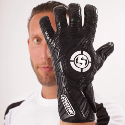Saviour GK's Black Evo-Neg Goalkeeper Gloves: Modern, Sleek, and Ready for Action.
