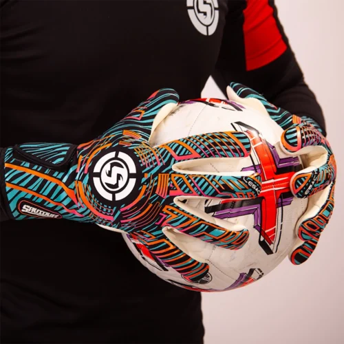 Premium blue goalie gloves designed for optimal performance.