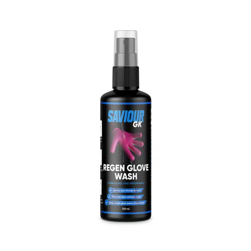SAVIOUR GK Goalkeeper Glove Wash bottle on white background.