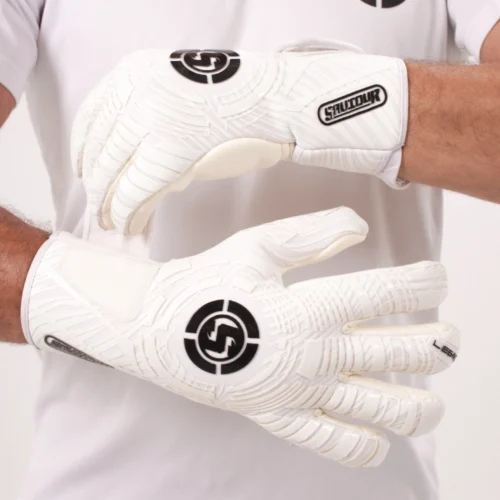 White Evo-Neg Goalkeeper Gloves - Saviour GK's Modern Take on Goalkeeping Excellence.