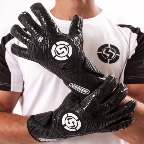 Shop Childrens Football Goalie Gloves by Saviour GK: Modern Black Goalkeeper Gloves For Peak Performance.