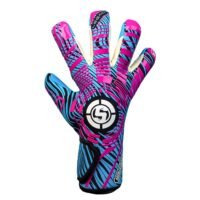 junior Goalkeeper gloves designed to catch a ball with pink soccer keeper gloves. Size 4 goalie gloves