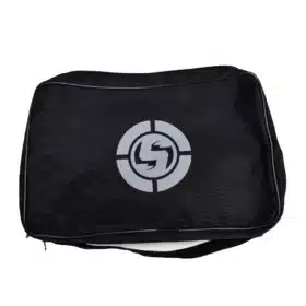 Compact and sturdy goalkeeper glove bag with secure zippers and ventilation.