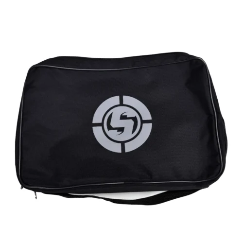 Compact and sturdy goalkeeper glove bag with secure zippers and ventilation.