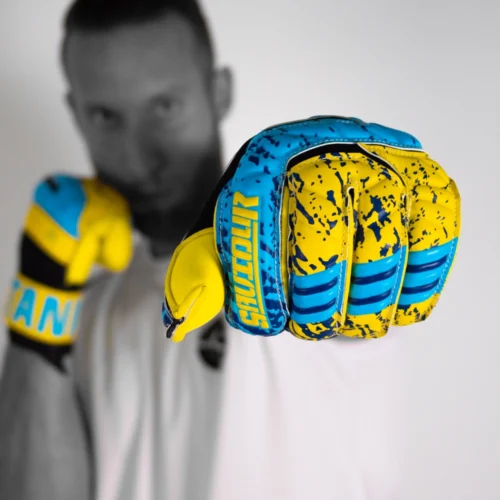 Saviour GK's blue roll finger goalie gloves with advanced finger save technology. now on sale