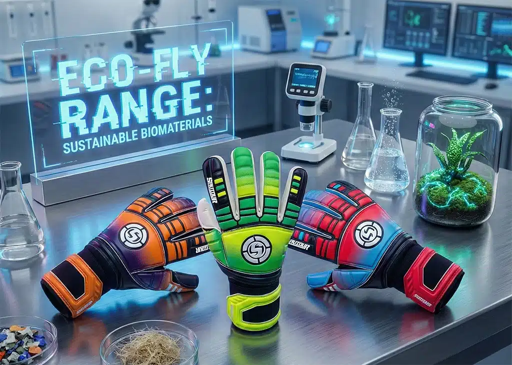 Eco friendly goalkeeper gloves ECO-FLY by SAVIOUR GK with lightweight design and elite grip