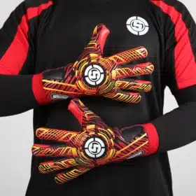 Goalkeeper ready for a shot wearing Adult Removable Strapless Goalkeeper Gloves.